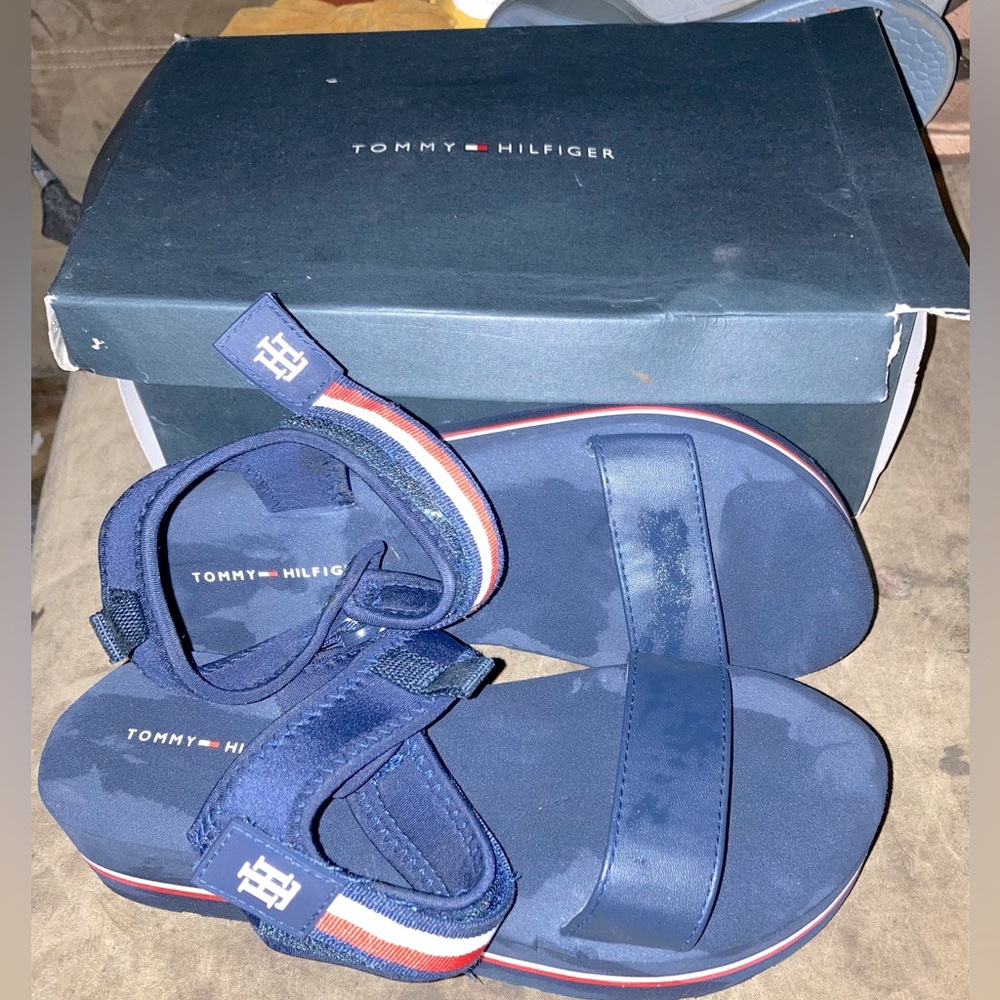 Tommy Hilfiger blue Velcro strap sandals